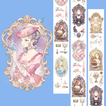 Retro Handbill Adhesive Tape Stickler Girl Hearts Ledger rolls Non-split small fresher decoration Appliqued With a Illustrated Collection