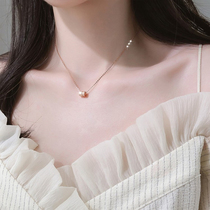 Titanium steel necklace female small waist electroplating 18K rose gold neck chain choker Net Red Star small red book the same