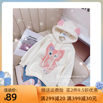 Girls fleece and thickened sweater 2022 winter new medium and large childrens casual foreign style Belle hooded top autumn and winter