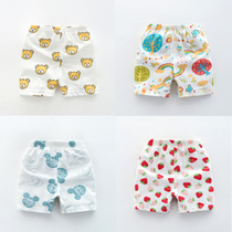 Baby summer shorts cotton crotch male baby pants 6 closed crotch female children open file thin 12 months 1 year old