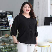 Extra-large code snow-spinning shirt with loose belly blouse 200 catty and sister mm plus fat to increase the slimmer and thin-shirt summer thin