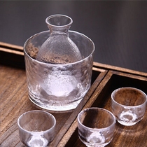 Japanese hammer eye pattern glass Hulk wine bottle warm wine curling bottle set creative glass jar White Wine Wine hot wine pot