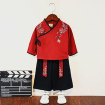 Childrens costume mens Hanfu Spring and Autumn Tang costume childrens autumn original national style childrens clothing male baby catch week dress