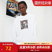 ZONOS 2021 New Street print long sleeve T-shirt mens trend loose casual sweat absorption cotton round neck top