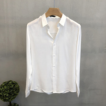 White shirt men long sleeve 2021 spring and autumn Korean trend high-end shirt silk light hanging feeling business and leisure inch shirt tide