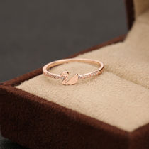 Korean tide Swan rose gold ring female ins Net Red fashion simple personality niche design ring jewelry