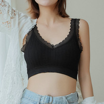  Bandeau underwear womens rimless lace beauty back sling small chest gathered non-slip vest anti-naked chest bra