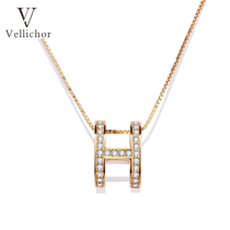 2021 New French light luxury elegant letter h necklace female s925 silver Net red niche design choker