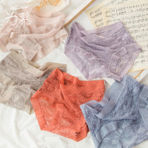 Sexy underwear female lace cotton antibacterial crotch mid-waist thin mesh breathable Japanese girl seamless triangle shorts