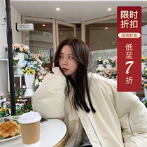 LIL CHER Black Baseball Cotton Suit Woman 2022 Autumn Winter New Korean version loose bread Thickened Cotton Coat Jacket