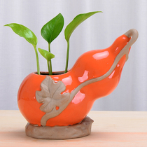 Cute hydroponic flower pot persimmon ruyi water nourishment green lotus Nordic table top decoration ceramic vase ornament living room flower arrangement