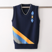Childrens sweater waistcoat with foreign air waistcoat CUHK Boy Knit Vest Boy Spring Autumn Pure Cotton Kan Shoulder Tide