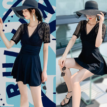 Swimsuit women sexy thin belly cover ins Wind fairy fan one-piece dress conservative backless les Hot Spring Resort swimsuit