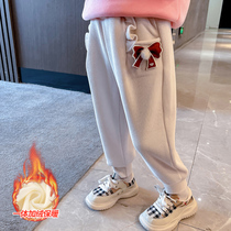 Girls plus trousers in autumn and winter 2022 new thickened outfit wearing fashionable girls children wear winter dress pants