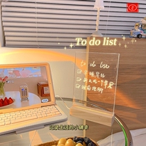 Transparent luminous note board acrylic ins style simple erasable desk office desktop computer side message board