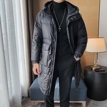 Rich and guitarty mid-length down cotton clothing Male Winter Advanced Sensation Fried Street ruffes with velvety thicken Thickened Warm Even Hat Jacket