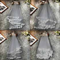 Head Yarn New Wedding Bridal Bridal Accessories Short white lace fresh and elegant 100 lap yarn length customizable