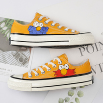 2020 Explosions Couple Shoes Fall Winter Joker Sesame Street Graffiti Low Top Canvas White Shoes ins Street Shoes Men