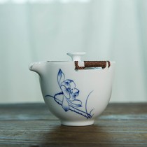 Ceramic hand-grabbing pot large anti-hot tea bowl blue and white hand-painted kung fu tea set Cup Cup glass New Bowl