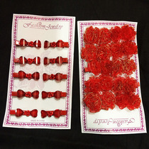 Hairclip flower gauze Net red clip floral headdress peach heart hair ornaments Minnan wedding custom folk marriage spring flowers