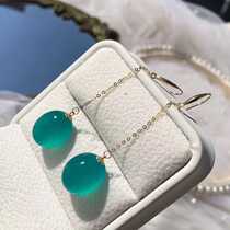 18k Gold Inlaid Ice Seed Sky River Stone Egg Face Earbuter Ice-Through Jelly Body Fluorescent Summer Cool 100 Hitch Wire Hook