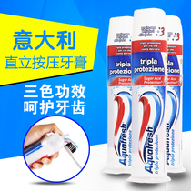 Italian three-color toothpaste Aquafresh to yellow teeth to eliminate bad breath whitening bottled toothpaste Press type