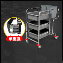 Hotel stainless steel hand push plate collection truck tableware collection Bowl car Restaurant Restaurant Hotel three-story canteen small cart cart