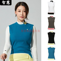 South Korean Le coq rooster 21 autumn golf suit blouses female half lap collar collage headknit horse chia