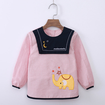 Childrens hood clothes pure cotton long sleeve protective clothing baby baby eating surrounding pocket autumn and winter anti-dirty apron boy girl clothes