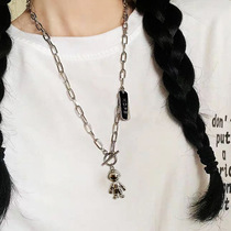 Astronaut male and female students soil cool bungee necklace tide hope astronaut hip hop pendant couple sweater chain pendant