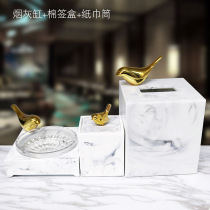 Tissue box living room simple paper box fashion modern marble coffee table tissue tube hotel model room ornaments