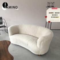 AMINO) Nordic curved lamb velvet sofa double living room designer creative special-shaped art leisure chair hotel