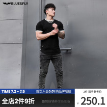 BLUESFLY Jeans Mens Summer Thin Loose Casual Trendy Wash Water Workout Gym Fitness Training Long Pants