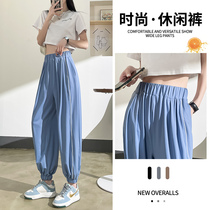Ice wire speed dry sweaters female summer thin 2022 new high waist feet Harlen pants in tide - hundred casual pants
