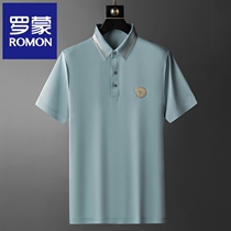 Middle Aged High-end Ice Silk Polo Shirt Man Short Sleeve Summer Thin daddy Dress Half Sleeve Turnover Men Mulberry Silk T Shirt