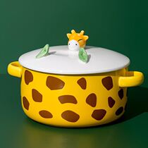 Covered Bowl ceramic Bowl with lid Blister Noodle Bowl Large Capacity Microwave Oven Heating Ins Day Style Cute Super big number