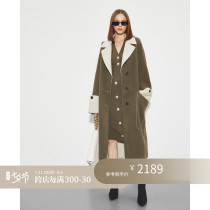 Z Boss Bicolor Splicing Handmade Bifacial Wool Big Coat Morandi Tone Casual Lazy wind long style jacket