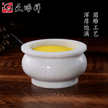 Natural white marble incense burner round sacrificial cemetery classical style jade incense burner home worship incense burner