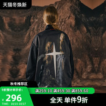 GRKC double-faced oil painting jacket National Tide brand street hip-hop loose men and women couples casual spring and autumn coat