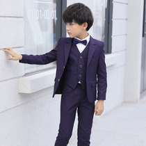 Boy suit small flower boy piano performance suit Childrens suit Three sets of Korean version Inron handsome jacket gown