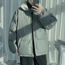 High level Sensation Fried Street Mens Clothing Winter Pu Leather Cotton Clothing Thickened Harbor Oversize Jacket Loose student handsome grey