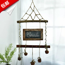Natural wooden stick hemp rope handmade kindergarten area sign hanging decoration Creative Wall Wall Wall decoration aerial hanging is