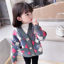 Girl Knit Cardiovert Spring Autumn Season 2021 New Children Sweater Han Edition Princess Loose Baby Autumn Clothing Thick Coat