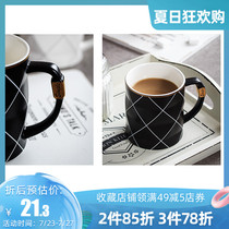 Wanning ceramic mug Coffee cup Couple water cup Office cup ins wind niche tea cup Oatmeal cup