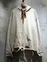 Dongdaemun mens Korean spring hooded sweatshirt mens trend ins color drawstring cutting big hole loose