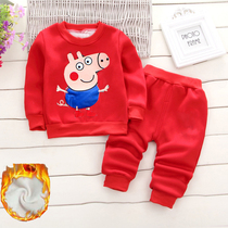 Childrens clothing girls spring and autumn set baby boy Gaki clothes 1-2-3-4 years old Page two-piece suit foreign gas