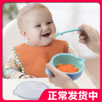 Newborn baby baby children double bowl tableware set cartoon portable eating grinding supplementary Bowl Spoon anti-scalding