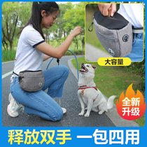 Pets Walking Dog Kits Dog Training Dog Fanny Pack Hanging Telescopic Traction Rope Training Bag Snacking pack Ringing Slice Package