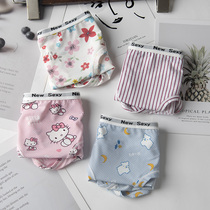 4 Underwear Womens Ice Silk low waist breathable hole girl summer flower Cartoon Slide cute high bomb student triangle