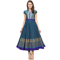 Indian Dance Practice Suit Short Sleeve Large Swing Dress Performance Dress Print Next To Anna Woman National Wind Pure Cotton New